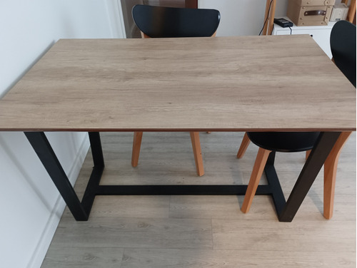 Mesa Madera Maciza+hierro De 1,30x0,80mt+