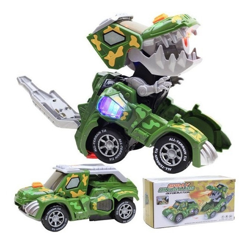 Carro Transformer Dinosaurio Con Luz Musical Spray Dinosaurs
