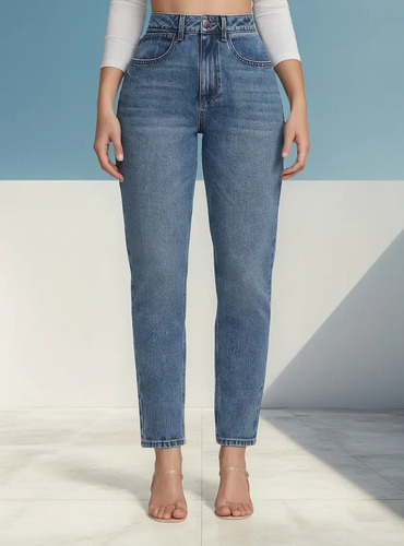 Pantalón Mom Jeans Mujer Cintura Alta Slim Fit Cómodo