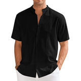 Camisa De Guayabera Cubana De Manga Corta  Playa Para Hombre