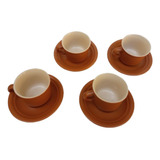 Set X 4 Tazas Cerámica Con Plato Para Té O Café