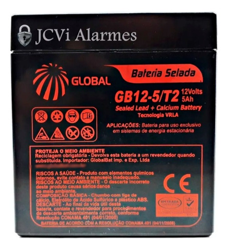 Bateria Selada 12v 5ah Global Nobreak Alarme Up1250