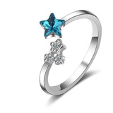 Anillo Estrella Azul Bañado Plata 925 Ajustable / Todojoyas