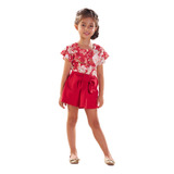 Conjunto Shorts Saia Verao Infantil Feminino Kiki 3450048