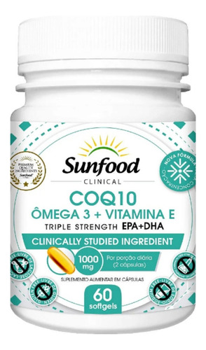 Coenzima Q10 + Omega 3 + Vit. E - 60 Caps 1000mg - Importado