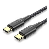 Cable Trenzado Usb C 2.0 3a 1m Macho A Macho Vention Color Negro