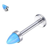 Labret Piercing 16g Titanio Con Top Pico De Ópalo Azul 3mm