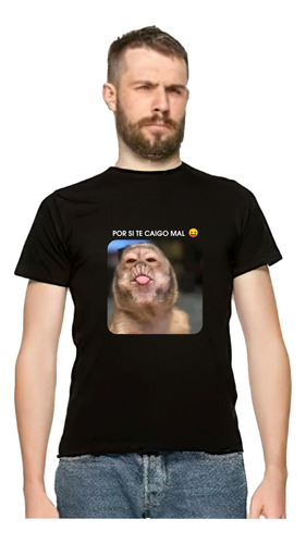 Playera Mono Capuchino Meme Por Si Te Caigo Mal Punch