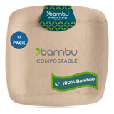 Bambu, Platos Cuadrados Desechables De Bambú De 5 Pulgadas, 