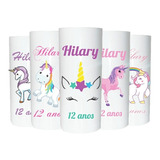 Kit 10 Copos Personalizados Aniversario Long Drink Unicornio