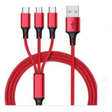 Cable Usb 3 En 1 Mallado, Reforzado