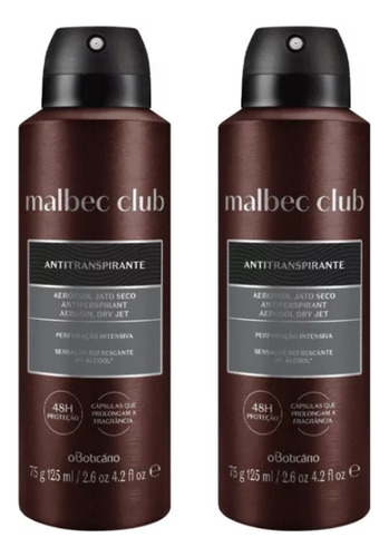 Kit Com 2 Aerosol Jato Seco Malbec Club 125ml+125ml 