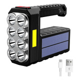 Lanterna Portátil Portátil De 8 Led, Solar Recarregável, Lanterna De Acampamento Usb, Cor Preta, Cor Da Luz, Branco