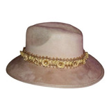 Sombrero Dama Gamuza Con Collar De Perlitas Otoño Invierno 