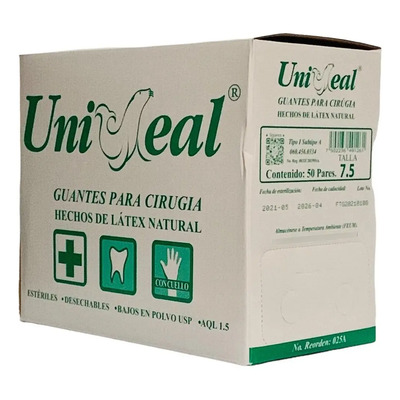 Guantes Quirúrgicos Látex Esterilizados UniSeal Talla 7.5 Caja 50 Pares | Envío gratis