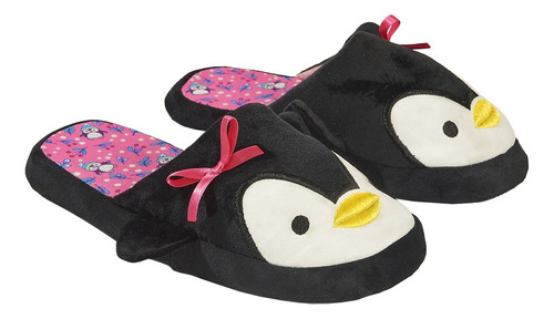 Pantufla Para Niña Modelo Pingüino Peluche Moda Felpa Color