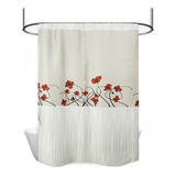 Cortina De Baño Tela Jacquard Lino Diseño Lully Love Color Rojo Lully Love Roja