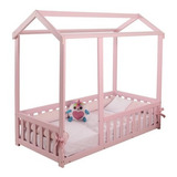 Cama Infantil Montessoriano Com Grade Nina Rosa + Colchão