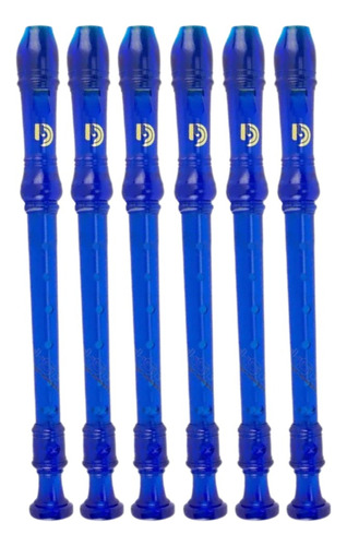 6 Flauta Doce Soprano Dolphin Germânica Azul Ou Rosa