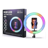 Ring Light Anel Led Luz Iluminador Rgb Colorido 10 Polegadas Cor Da Estrutura Preto