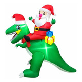 Inflable Navidad Santa Dinosaurio Decoración Hogar 1.8mts