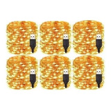 6 Paquetes De Luces Decorativas 20m Navidad Usb Tira Led