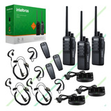 Kit 6 Rádio Comunicador Intelbras Uhf Rc3002 + 6 Fone Ouvido