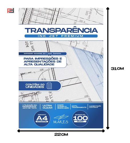 Transparência Sem Tarja Ink Jet A4 | 50 Folhas Jato De Tinta