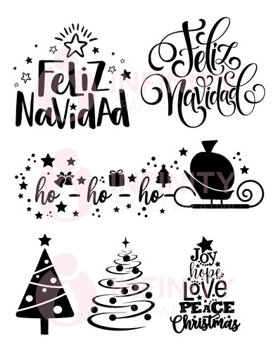 Pack Vectores Decorativos Plotter De Corte Navidad Año Nuevo