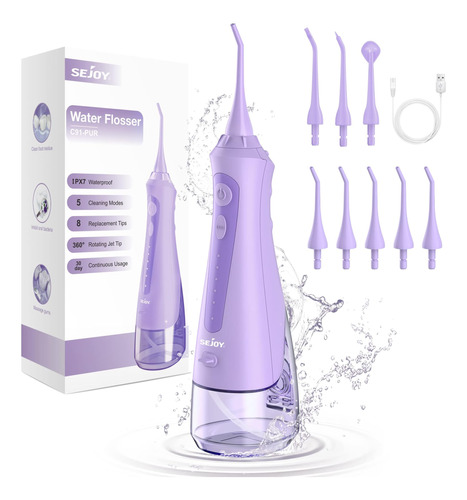 Hilo Dental De Agua Para Dientes Recargables Sin Cable-lila