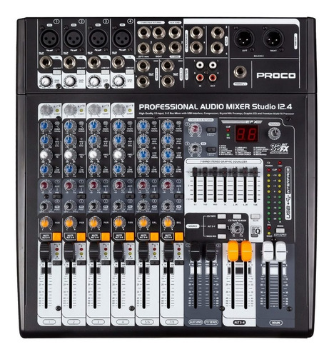 Proco Studio 12.4 Consola Interface Usb 8 Canales Efectos