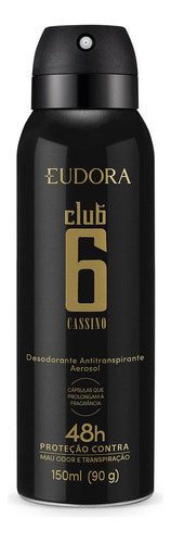 Desodorante Antitranspirante Aerosol Club 6 Cassino 150ml Fragrância Amadeirado