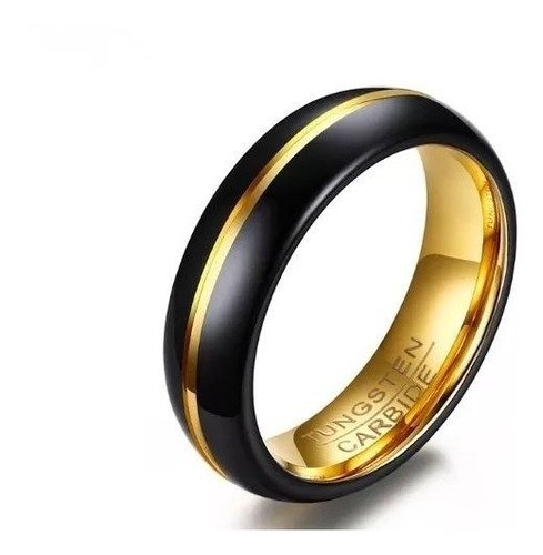 Anel Preto Dourado Tungstênio Masculino Feminino Unidade..