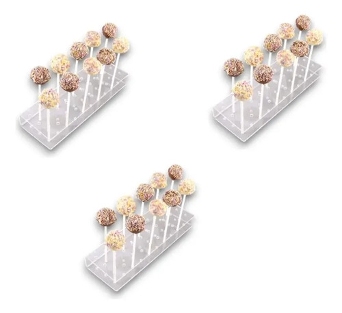 3 Pack Soportes Base Paletas Candy Bar Acrílico 30 Orificios