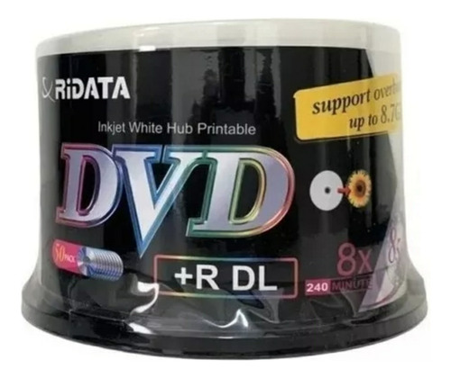 50 Midia Dvd+r 8.5 Gb Ridata Printable Id Ritek Original