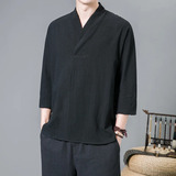 Blusa De Manga 3/4 Wear Para Hombre, Estilo Kimono Oriental