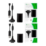 Kit 2 Bateria Recarregável Xbox 360 68000mah Cabo Carregador