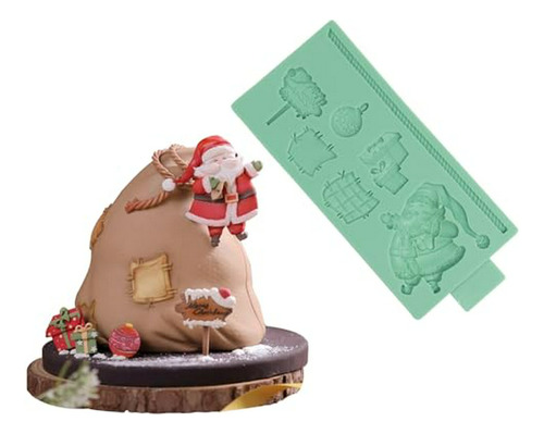 3d Navidad Santa Claus Silicona Fondant Moldes Chocolate Gum