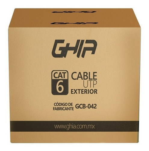 Cable De Red Ghia Para Exterior Cat6 Sin Gel Utp 305 Metros
