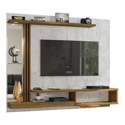 Painel Móveis Bechara Para TV Até 55'' Branco Com Espelho e LED | Parcelamento sem juros