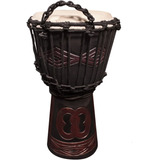 Tribe  S Djembe De Cuerda Con Diseño De Uni  Tallado A...