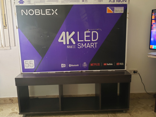 Rack Mesa Smart Tv Lcd  Modulo Melamina Minimalista Nogal 