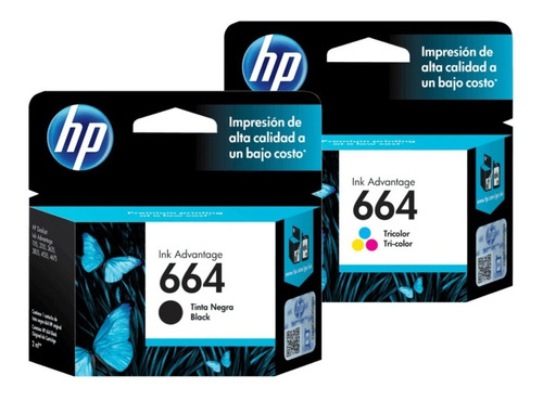 Pack Cartuchos Hp 664 Tri Color + Negro