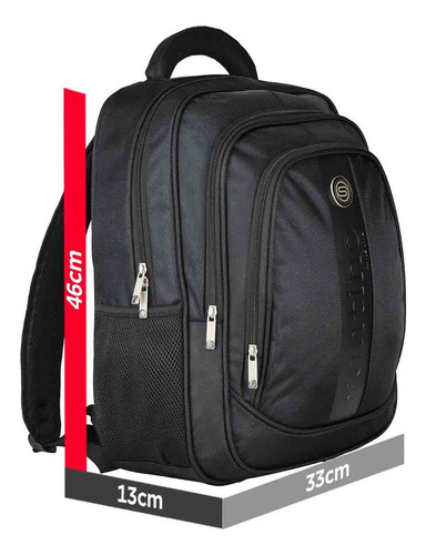 Mochila Notebook Masculina Faculdade Alça Reforçada Santino Cor Preto