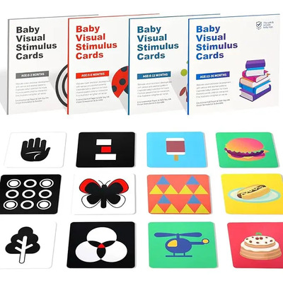 Dabeh Juego De 64 Tarjetas De Estimulación Visual Para Bebés, Juguete Montessori En Blanco Y Negro Con 128 Patrones Para Recién Nacidos, Estimula El Desarrollo Cerebral Y El Tiempo Boca Abajo | MercadoLibre
