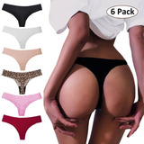 Pack De 6 Bragas Sexy Tanga Sin Costuras Para Mujer
