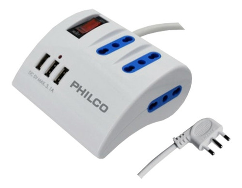 Alargador Philco 1.5mt/ X3 220v / X3 Usb 3.1a/ Interruptor