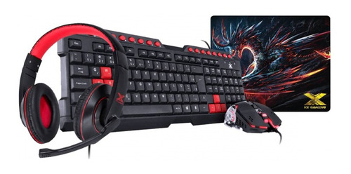 Combo Teclado E Mouse + Headset V Blade Ii Usb + Mouse Pad