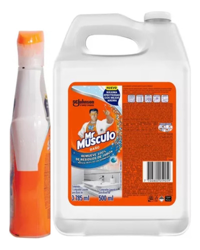 Mr Músculo Limpieza Poderosa Limpiador De Baño Galón Mas Botella 4285ml