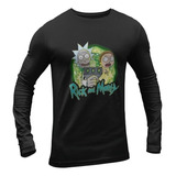 Polera Manga Larga Rick And Morty Comic Estampado De Algodon